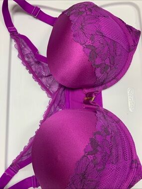 Cacique Magenta Lace-Trim Push-Up Bra